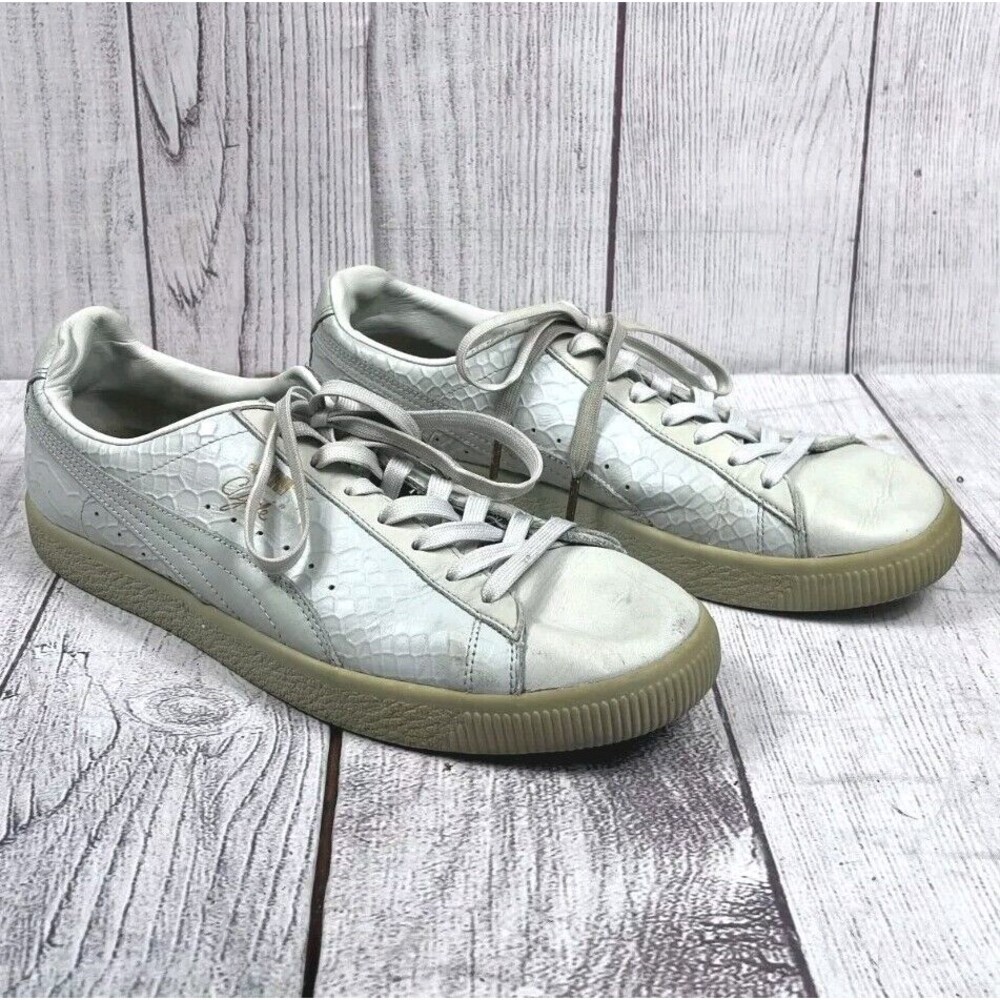 Puma Clyde Dressed Leather Trainers 361704 02 Lace Up Low Top Men's Sz 13 White